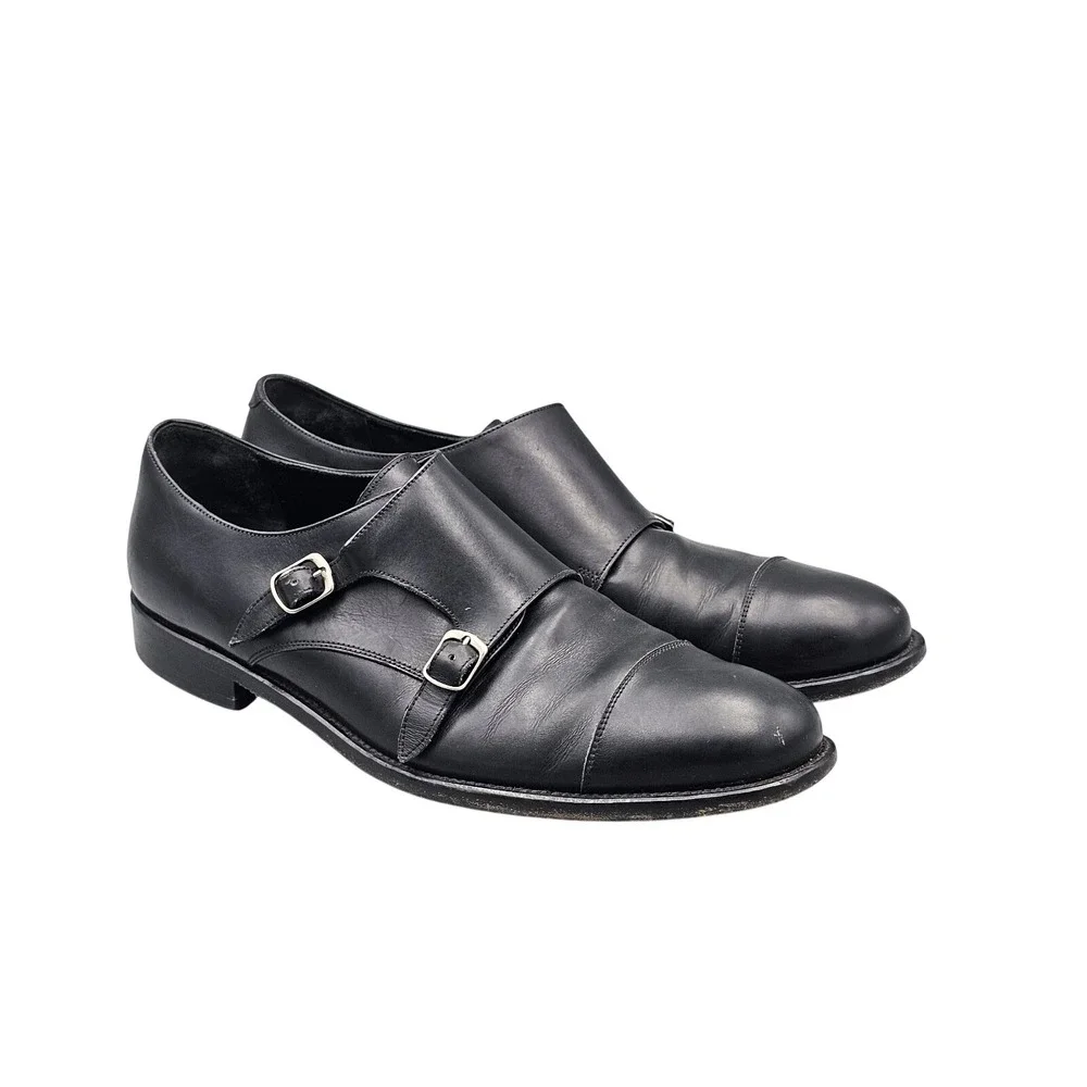 Quercioli Firenze Men's Size‎ 9 Black Italian Leather Monkstrap Dress Shoes READ